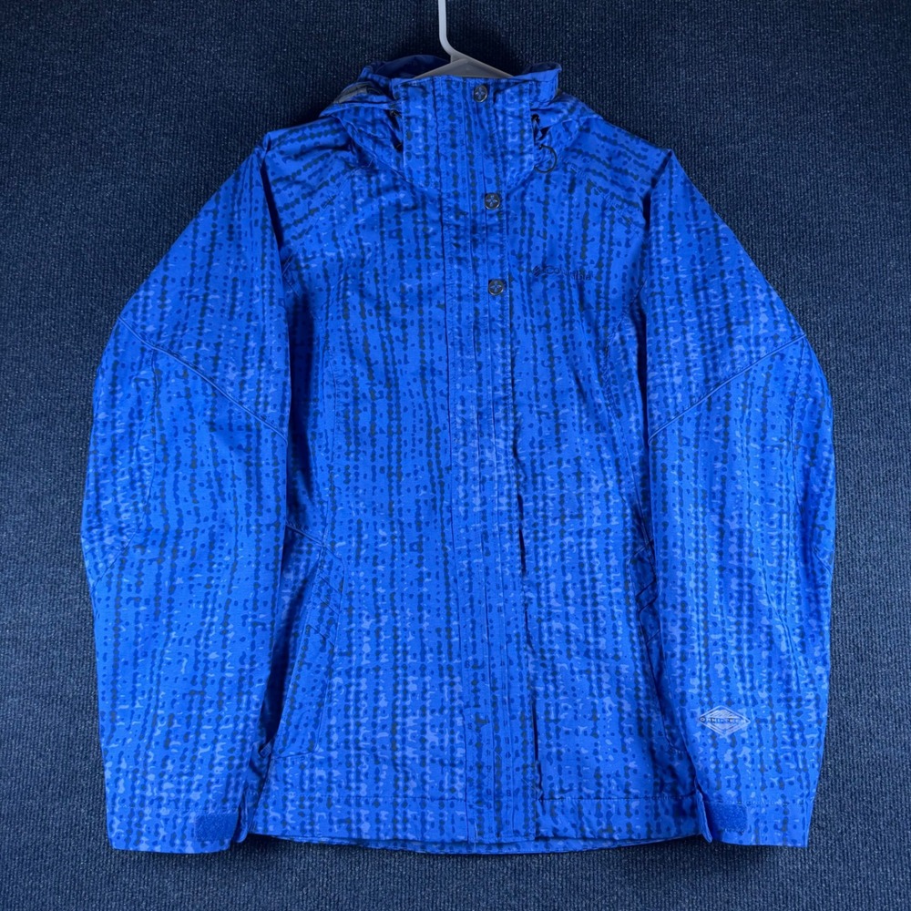 Columbia Omni-Tech Rain Jacket Shell Womens M (21" Chest) Blue Print
